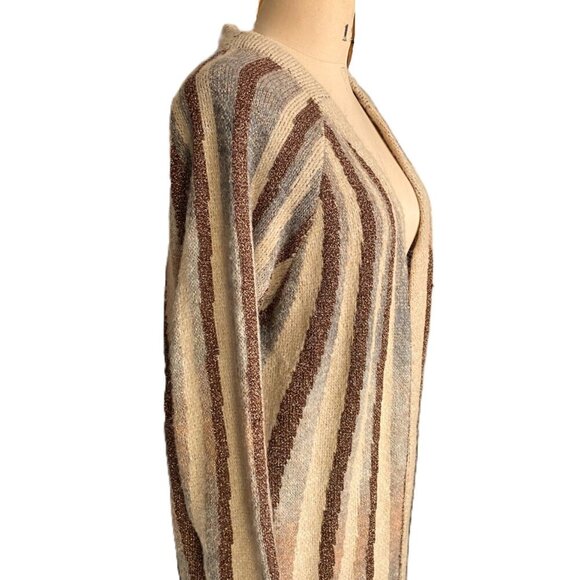 Anthropologie FRNCH Chantal Shimmer-Striped Knit Kimono Cardigan Duster, NWT - Picture 7 of 15